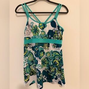 *EUC* prAna Teal and Green Print Tank
